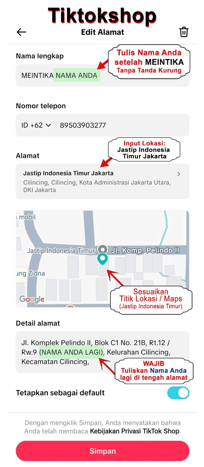 Format Penulisan Alamat di TikTok Shop