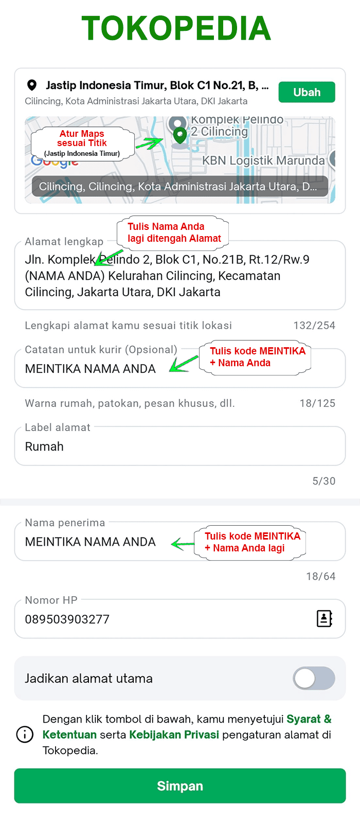 Format Penulisan Alamat di Tokopedia